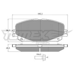 Sada brzdových platničiek kotúčovej brzdy TOMEX Brakes TX 19-74