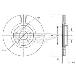 Brzdový kotúč TOMEX Brakes TX 71-84