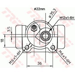 Brzdový valček kolesa TRW BWH115 - obr. 1