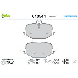 Sada brzdových platničiek kotúčovej brzdy VALEO 610544