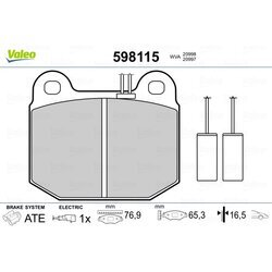 Sada brzdových platničiek kotúčovej brzdy VALEO 598115