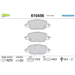 Sada brzdových platničiek kotúčovej brzdy VALEO 610456