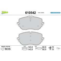 Sada brzdových platničiek kotúčovej brzdy VALEO 610542