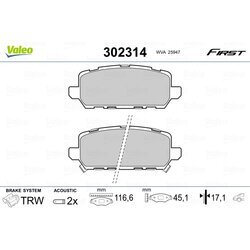 Sada brzdových platničiek kotúčovej brzdy VALEO 302314