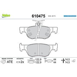 Sada brzdových platničiek kotúčovej brzdy VALEO 610475