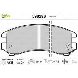 Sada brzdových platničiek kotúčovej brzdy VALEO 598296