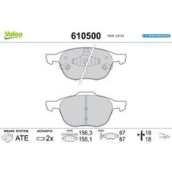 Sada brzdových platničiek kotúčovej brzdy VALEO 610500