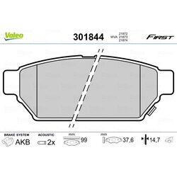 Sada brzdových platničiek kotúčovej brzdy VALEO 301844