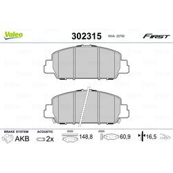 Sada brzdových platničiek kotúčovej brzdy VALEO 302315