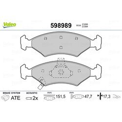 Sada brzdových platničiek kotúčovej brzdy VALEO 598989