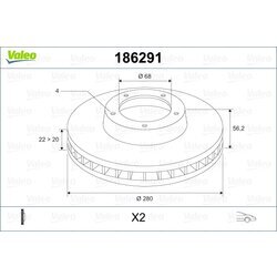 Brzdový kotúč VALEO 186291