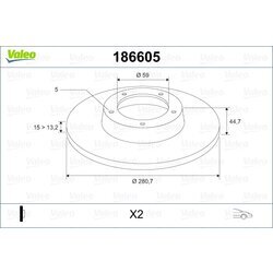 Brzdový kotúč VALEO 186605