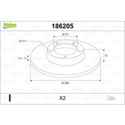 Brzdový kotúč VALEO 186205