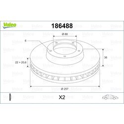 Brzdový kotúč VALEO 186488
