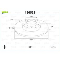 Brzdový kotúč VALEO 186562