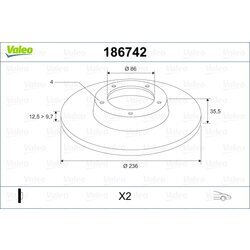 Brzdový kotúč VALEO 186742