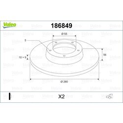 Brzdový kotúč VALEO 186849