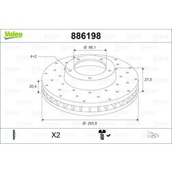 Brzdový kotúč VALEO 886198