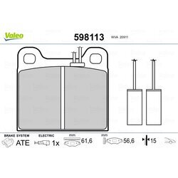 Sada brzdových platničiek kotúčovej brzdy VALEO 598113