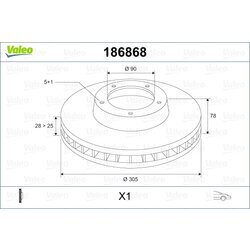 Brzdový kotúč VALEO 186868