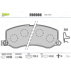 Sada brzdových platničiek kotúčovej brzdy VALEO 598986