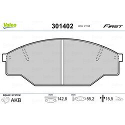 Sada brzdových platničiek kotúčovej brzdy VALEO 301402