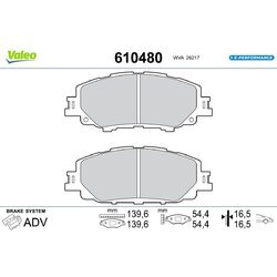 Sada brzdových platničiek kotúčovej brzdy VALEO 610480