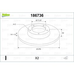 Brzdový kotúč VALEO 186736