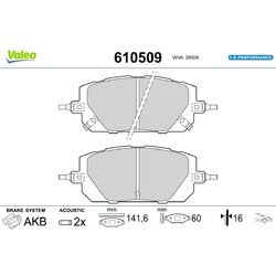 Sada brzdových platničiek kotúčovej brzdy VALEO 610509