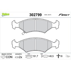 Sada brzdových platničiek kotúčovej brzdy VALEO 302799