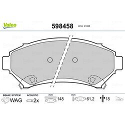 Sada brzdových platničiek kotúčovej brzdy VALEO 598458