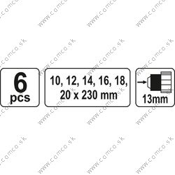 YATO Sada hadovitých vrtákov do dreva 10,12,14,16,18,20 dĺžka 230mm - obr. 2