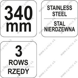 YATO Drôtená kefa ručná 340 mm nerezová oceľ-3 rady - obr. 2