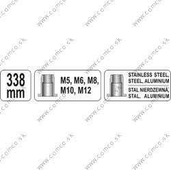 YATO Pákové nitovacie kliešte M5 - M12, dĺžka 338 mm - obr. 7