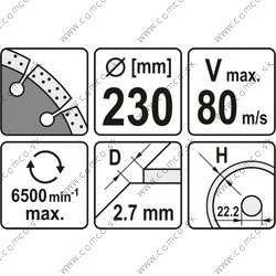 YATO Diamantový kotúč 230 x 22,2 x 2,7 mm - obr. 1