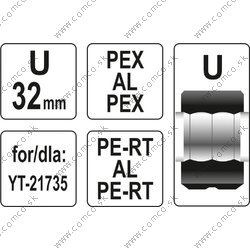 YATO Náhradné čeľuste k lisovacím kliešťom YT-21735 typ U 32 mm - obr. 2