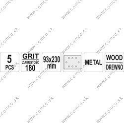 YATO Brúsny plát s otvormi P180 93x230mm 5ks - obr. 1