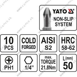 YATO BIT sada 10 ks PH1x50 ACR - obr. 2