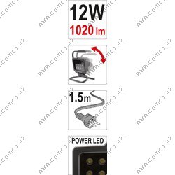 YATO Pracovná lampa 12LED so stojanom, 12W, 1020lm, IP54 - obr. 3