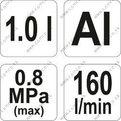 YATO Pieskovacia pištoľ so zásobníkom 1.0L 160l/min - obr. 5