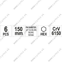 YATO Sada priebojníkov 6ks,pr. 1,5, 3, 4, 5, 6, 8mm, 150mm - obr. 2