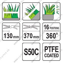 YATO Nožnice na trávu 370 mm 16 pozícií (360°) uzavrená rukoväť - obr. 1