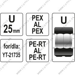 YATO Náhradné čeľuste k lisovacím kliešťom YT-21735 typ U 25 mm - obr. 2