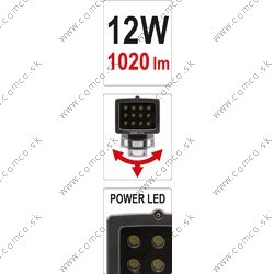 YATO Pracovná lampa 12LED s pohybovým čidlom , 12W, 1020lm, IP44 - obr. 3