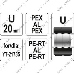 YATO Náhradné čeľuste k lisovacím kliešťom YT-21735 typ U 20 mm - obr. 2