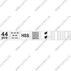 YATO Súprava závitníkov 44ks, M3, M4, M5, M6, M8, M10, M12 - obr. 4