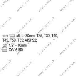 YATO Sada bitov 7 ks TORX s otvorom - obr. 1