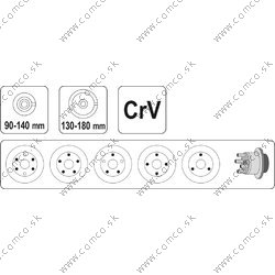 YATO Sťahovák brzdových bubnov 4/5 ramenný, 90-180 mm - obr. 3