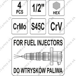 YATO Sada nadstavcov na vstreky pre nákladné autá 4ks - obr. 3