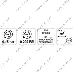 YATO Manometer 0-15 Bar na nákladné autá - obr. 2